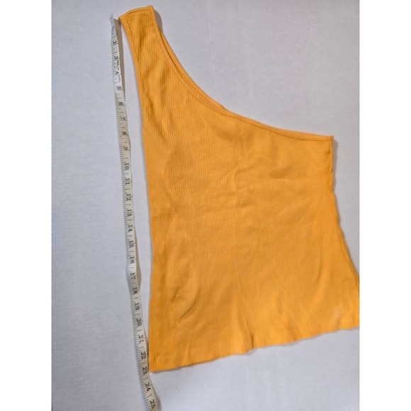 Anthropologie Shoulder Tank Top Ribbed Sleeveless Mustard Yellow L - Picture 3 of 4